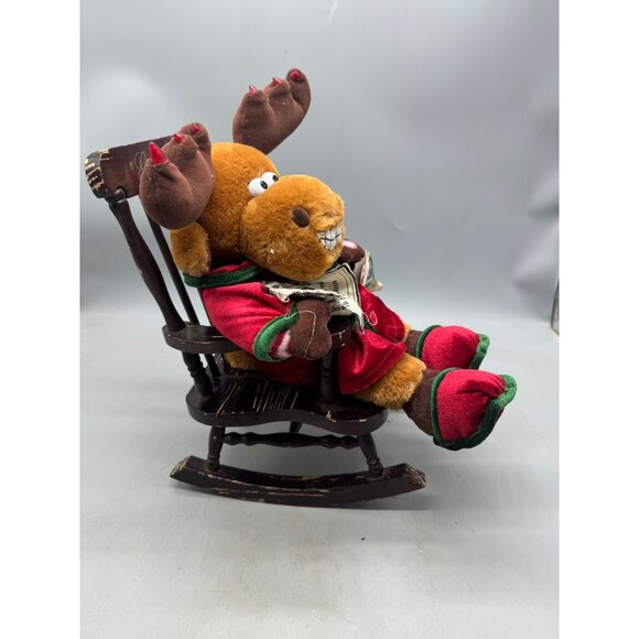 Grandma Got Run Over By A Reindeer Animated Rocking chair Moose Plush 14" READ - Picture 2 of 9